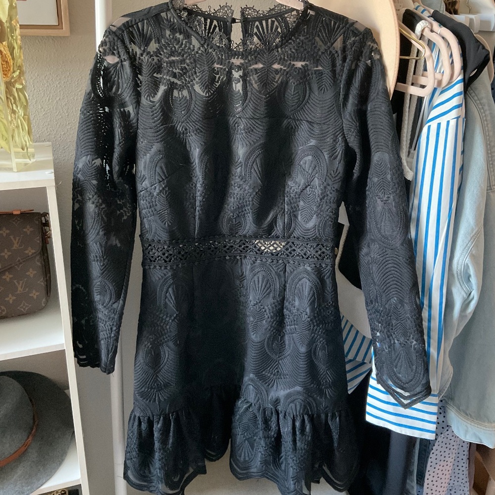 Black Lace Long Sleeve Dress